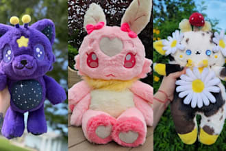 create soft handmade plush toys furry plush stuffed animals plushie crochet oc