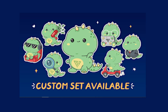 create custom kawaii character, mascot or sticker set
