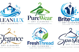 design a professional laundry, cleaning service, garment care, dry cleaning logo