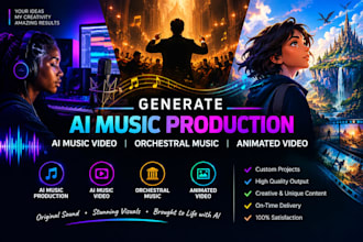generate ai music production ai music video orchestral music animated video