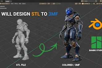 design stl to 3mf color 3d model use bambu studio lab for 3d multicolor printing
