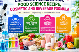 do chemical formulation, food science recipe, cosmetic and beverage formula