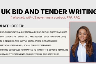 write your nhs and government tender bid or proposal response