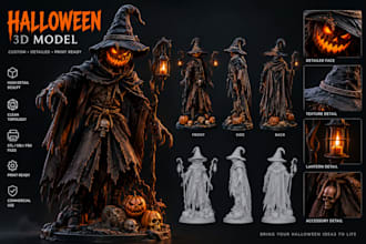 custom halloween 3d model sculpt halloween character stl 3d printing