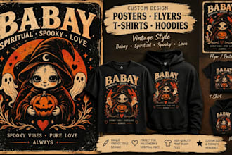 design vintage posters flyers baby spiritual spooky love halloween tshirt hoodle