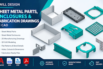 design precise sheet metal parts, enclosures and fabrication drawings in cad
