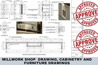 create professional millwork shop drawings, cabinetry and furniture drawings