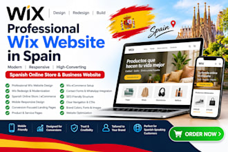 design high converting spain wix websit, spain wix redesign spanish online store