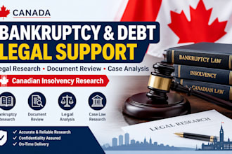 provide canada bankruptcy debt legal research and document review