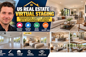 virtually stage real estate photos for US property listings