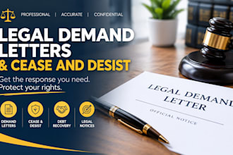 draft a legal demand letter or cease and desist letter for debt recovery