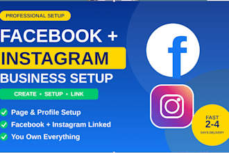 create, setup facebook business page and instagram account