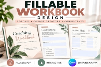 design fast fillable workbook for coaches and course creators ebook planner