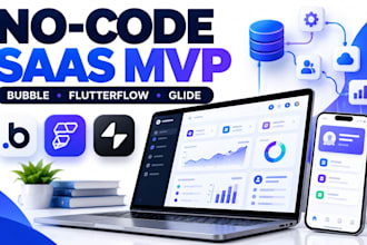 build a no code saas mvp web app with bubble flutterflow or glide booking app