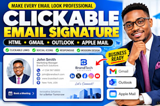 design clickable HTML email signature for gmail outlook and apple mail