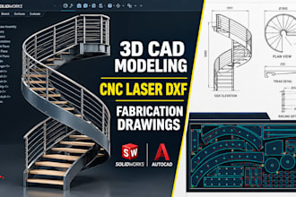 design 3d steel curved staircase laser cutting dxf and cad package