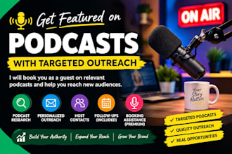 book you as a guest on podcasts with targeted outreach