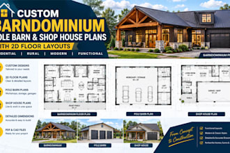 create custom barndominium pole barn and shop house plans with 2d floor layouts
