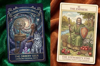 design unique tarot cards, tarot illustration, tarot deck, or oracle cards