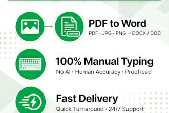 type image to text fast pdf to word and image typing work