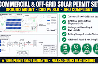 draft commercial off grid ground mount solar permit set and pv sld