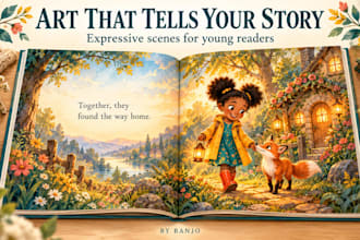 create children story book illustration, picture book art and book covers