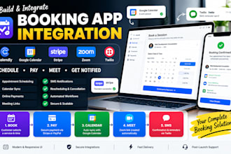 build and integrate booking app with twillo, google calendar, stripe and zoom