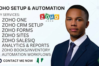 zoho one, zoho crm setup, zoho forms, zoho sites, zoho salesiq, analytics