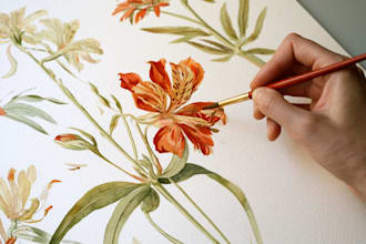 draw realistic watercolor botanical and floral illustration