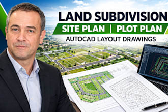 create land subdivision, site plan, plot plan and autocad layout drawings
