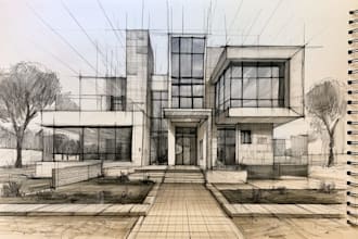 draw an architectural sketches of building illustrations
