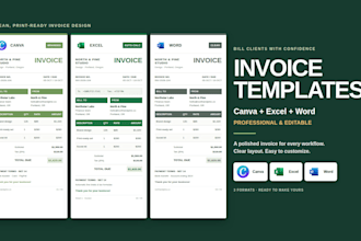 create invoice templates in canva, excel, and word for your business