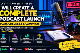 create a complete podcast launch plan checklist and campaign
