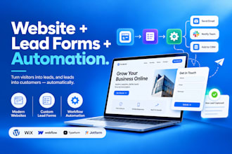 build a wix or wordpress website with lead forms and automation