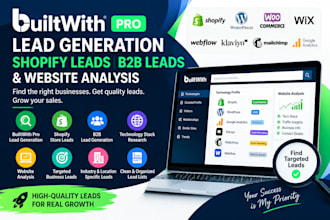 do builtwith pro lead generation, shopify leads, b2b leads and website analysis