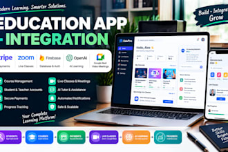 build and integrate education app with stripe, zoom, openai and google meet