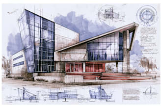 draw a architecture render or illustration