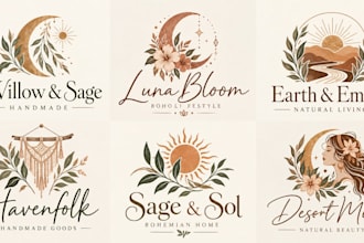 design a professional bohemian, handmade, natural, or lifestyle boho logo