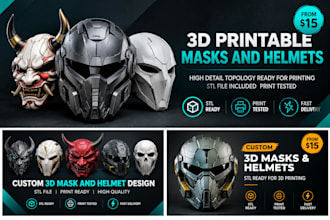 design custom 3d helmet, 3d mask for 3d printing