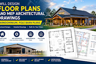design floor plans and mep architectural drawings barndominium, pole barns plans