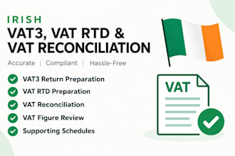 prepare irish vat3 return, vat rtd and vat reconciliation