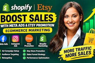 boost shopify sales with meta ads, esty promotion, ecommerce shopify marketing