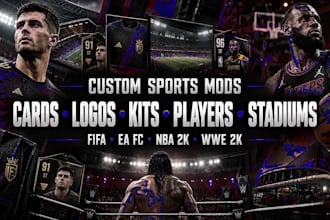 create custom card, logo, kits, players, stadium for FIFA, ea fc, nba, wwe