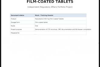 can prepare pharmaceutical documents and prepare sops, dossiers