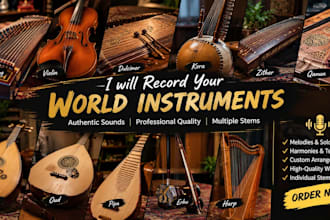 record guzheng, kora, erhu, oud, pipa, qanun, lute and world instruments
