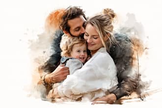 draw watercolor family portrait in procreate