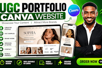 design a professional ugc portfolio website in canva, canva website design