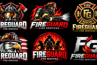 design a professional fire department, rescue, emergency safety firefighter logo