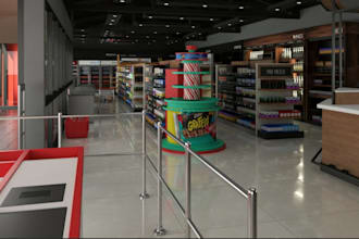 design custom 3d retail stores, boutiques, commercial spaces