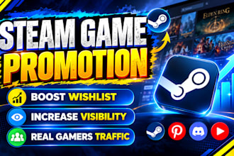 do steam game promotion, boost steam visits and wishlist, steam game marketing